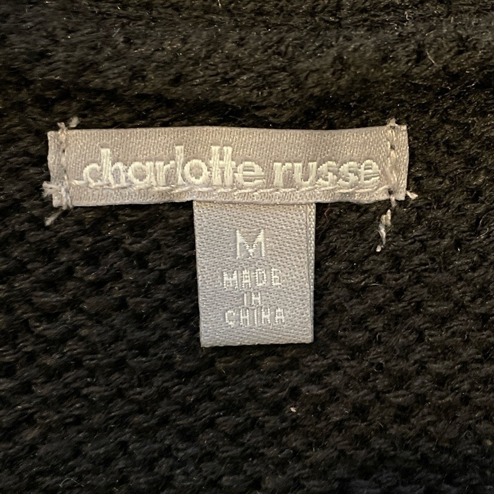 New Charlotte Russe M Black Open Cardigan Geometric Midi Sweater Librariancore‎ - Picture 13 of 15